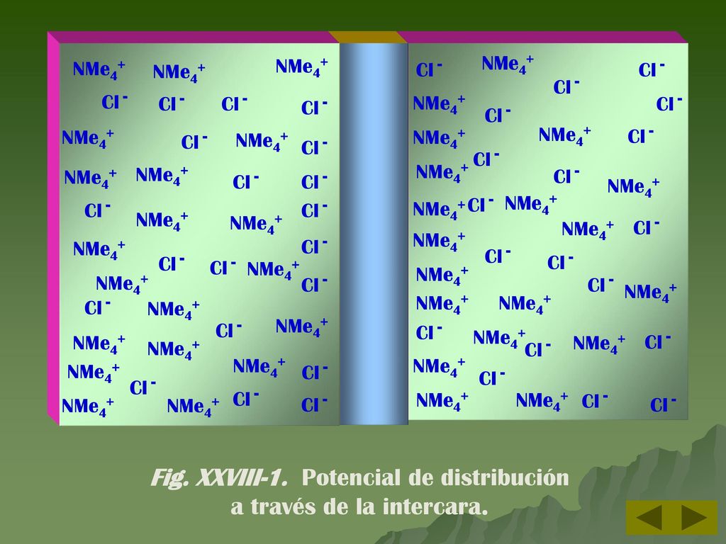 Fig. XXVIII-1. Potencial de distribución a través de la intercara.