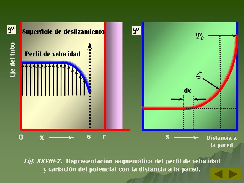 x x s r Superficie de deslizamiento Eje del tubo Perfil de velocidad