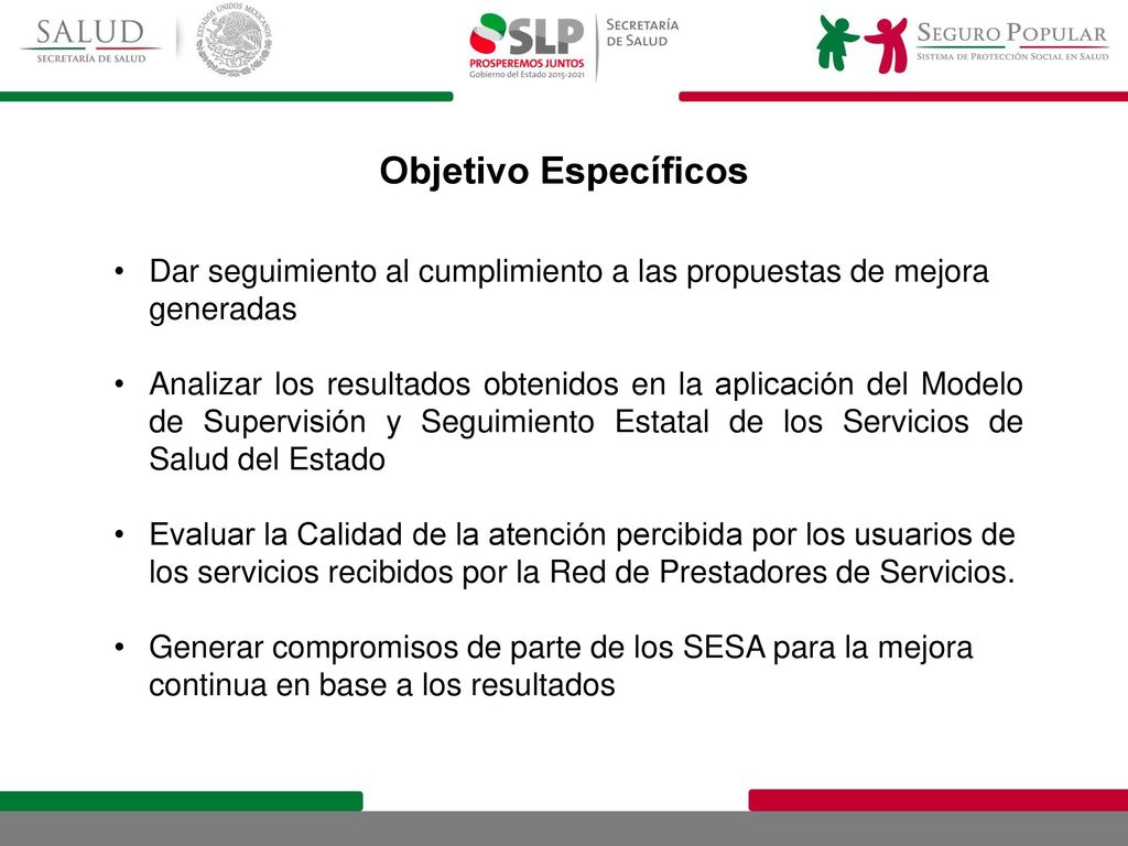 Objetivo Específicos Dar seguimiento al cumplimiento a las propuestas de mejora generadas.