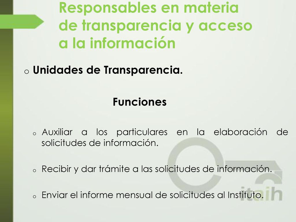 Responsables en materia de transparencia y acceso a la información