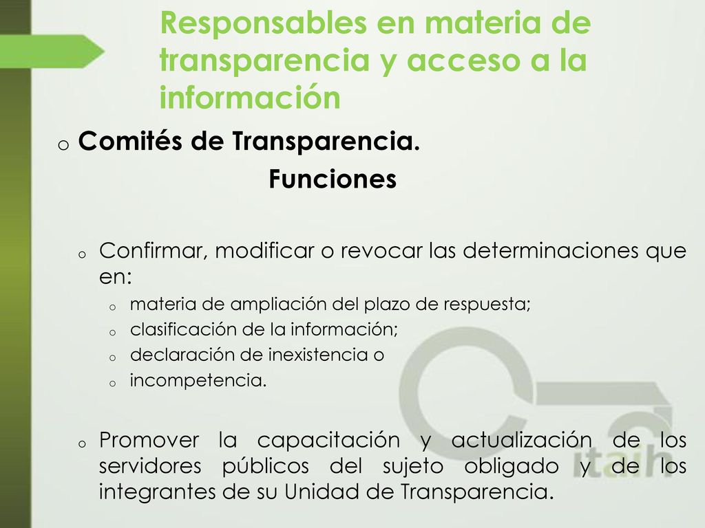Responsables en materia de transparencia y acceso a la información