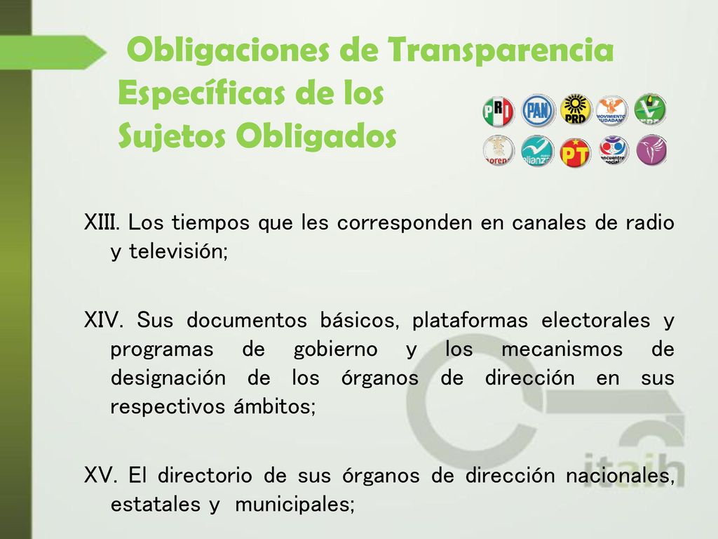 Obligaciones de Transparencia Específicas de los Sujetos Obligados