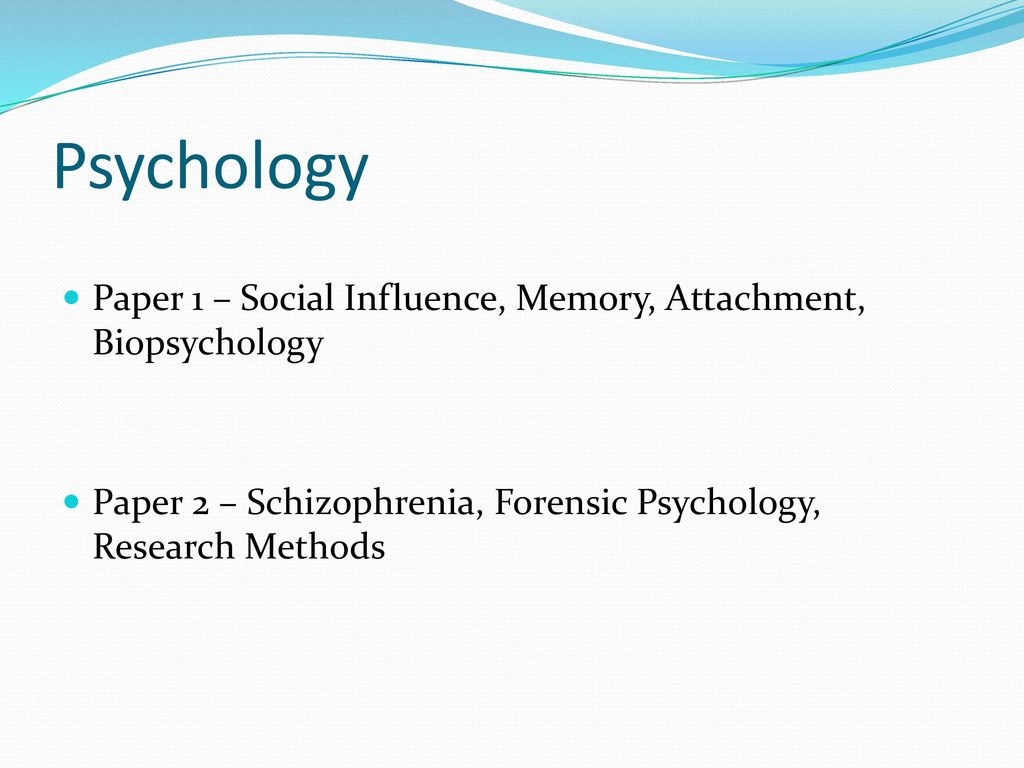 Psychology Paper 1 – Social Influence, Memory, Attachment, Biopsychology.