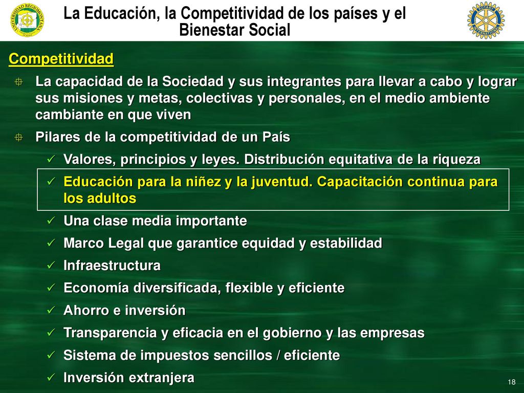 La Educación, la Competitividad de los países y el Bienestar Social