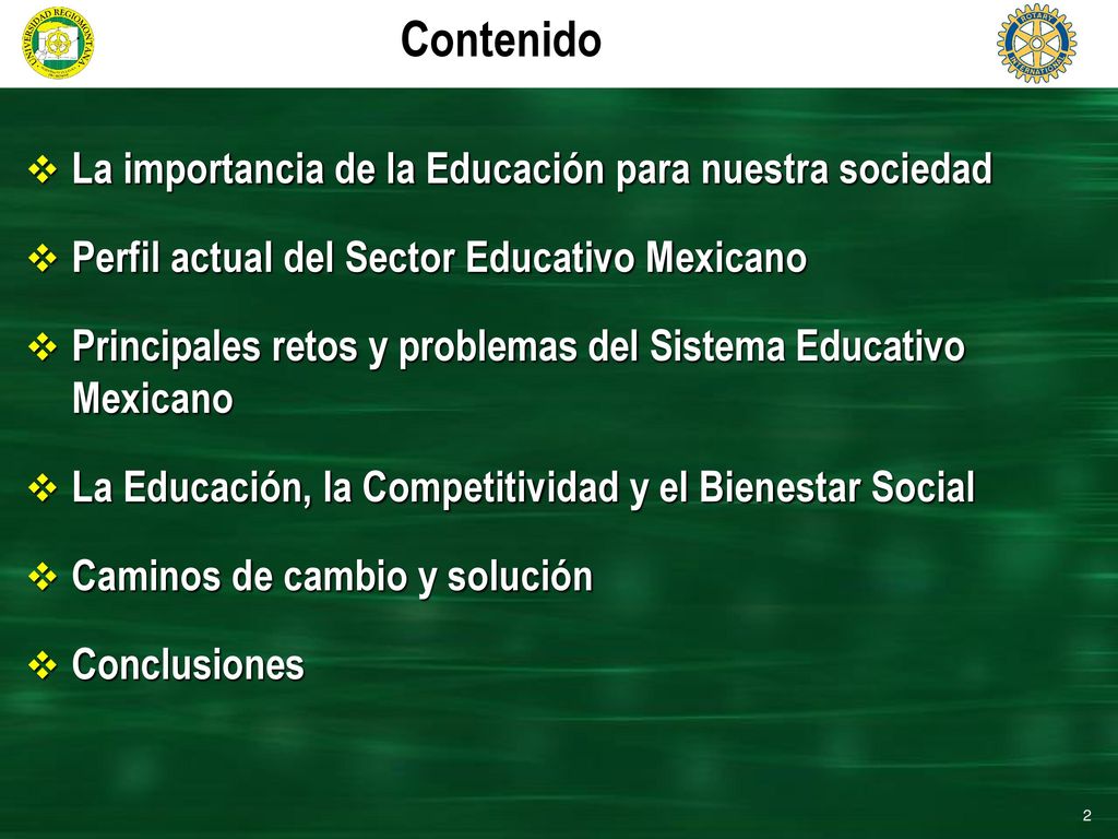 Contenido La importancia de la Educación para nuestra sociedad