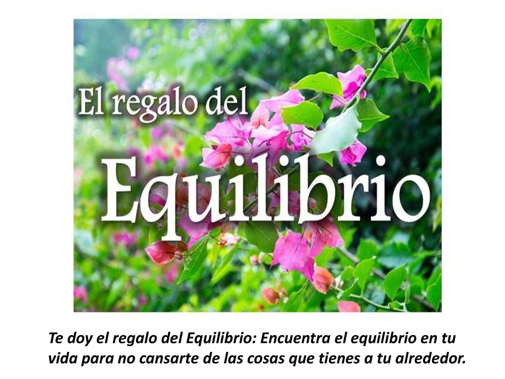 Te doy el regalo del Equilibrio: Encuentra el equilibrio en tu vida para no cansarte de las cosas que tienes a tu alrededor.
