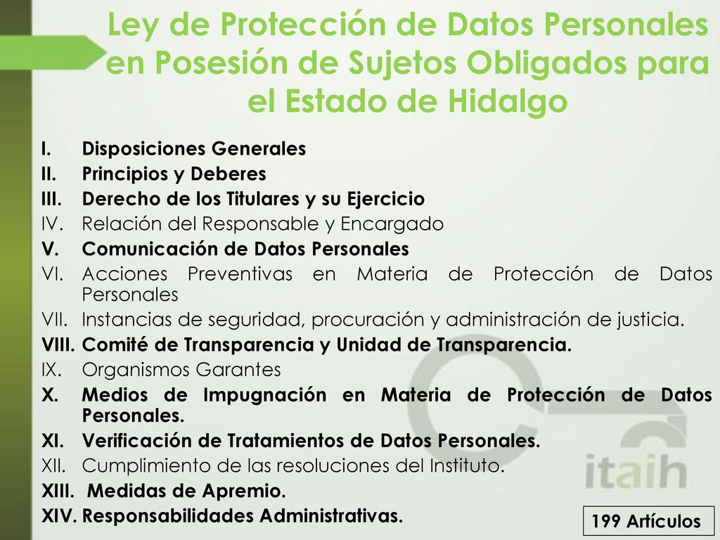 Ley de Protección de Datos Personales en Posesión de Sujetos Obligados para el Estado de Hidalgo