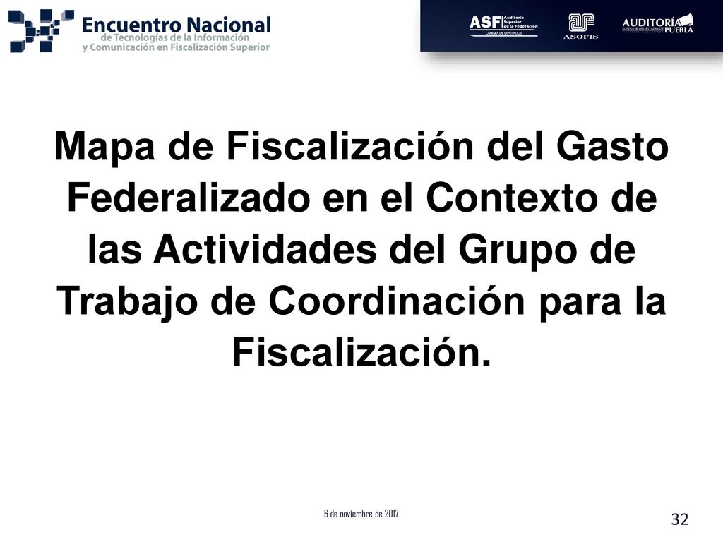 Mapa de Fiscalización del Gasto Federalizado en el Contexto de las Actividades del Grupo de Trabajo de Coordinación para la Fiscalización.