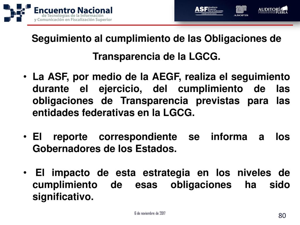 Seguimiento al cumplimiento de las Obligaciones de Transparencia de la LGCG.