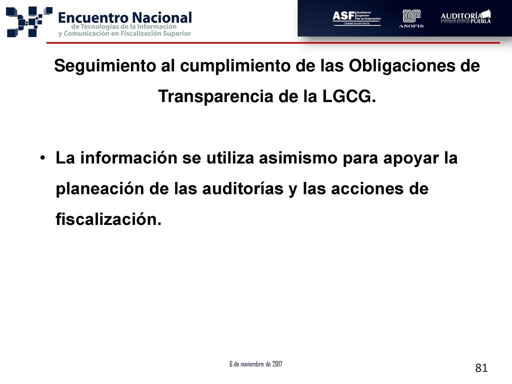 Seguimiento al cumplimiento de las Obligaciones de Transparencia de la LGCG.