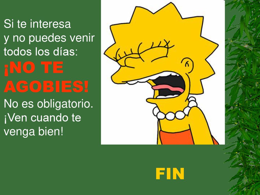 Si te interesa y no puedes venir todos los días: ¡NO TE AGOBIES