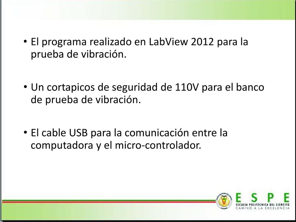 El programa realizado en LabView 2012 para la prueba de vibración.
