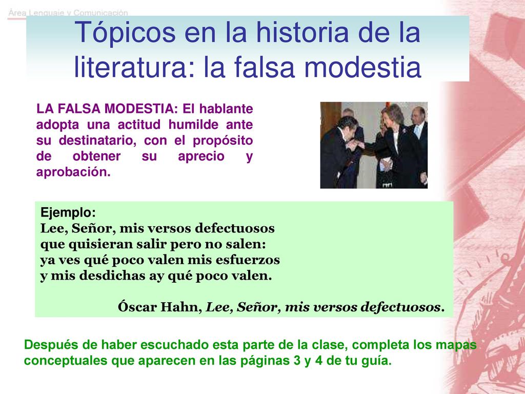 Tópicos en la historia de la literatura: la falsa modestia
