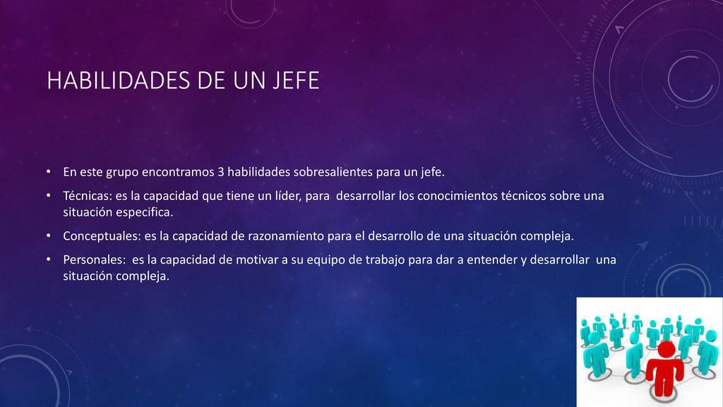 Habilidades de un jefe En este grupo encontramos 3 habilidades sobresalientes para un jefe.
