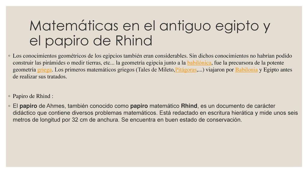 Matemáticas en el antiguo egipto y el papiro de Rhind