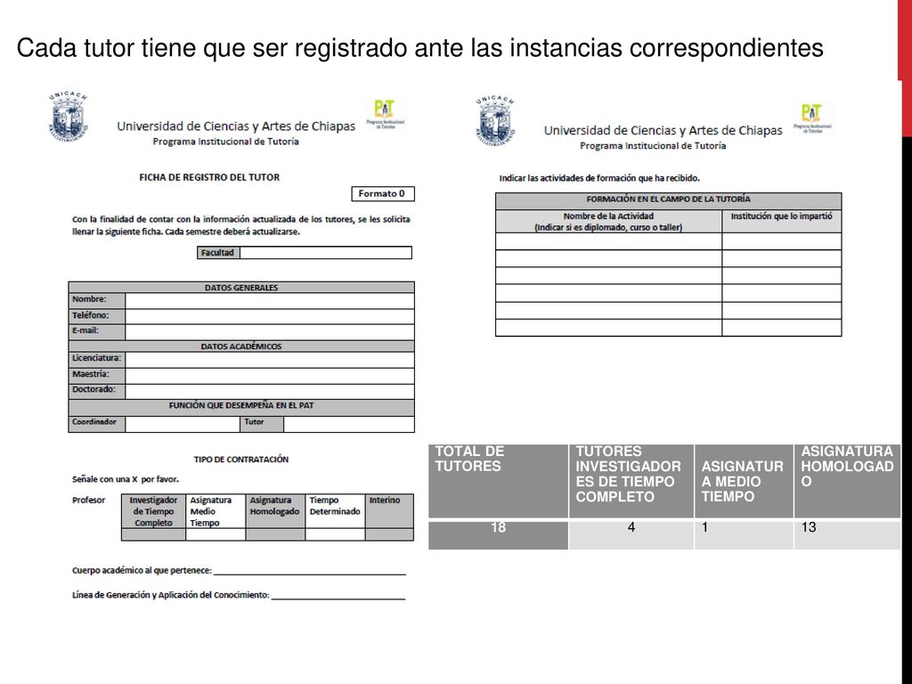 Cada tutor tiene que ser registrado ante las instancias correspondientes