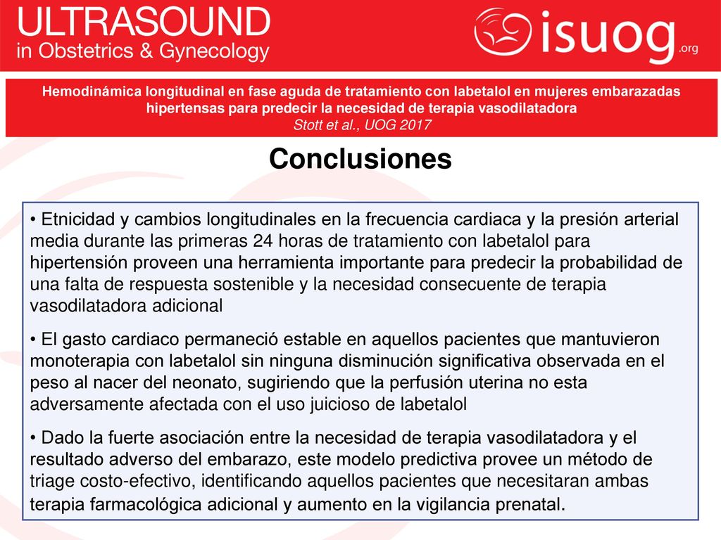 Hemodinámica longitudinal en fase aguda de tratamiento con labetalol en mujeres embarazadas hipertensas para predecir la necesidad de terapia vasodilatadora