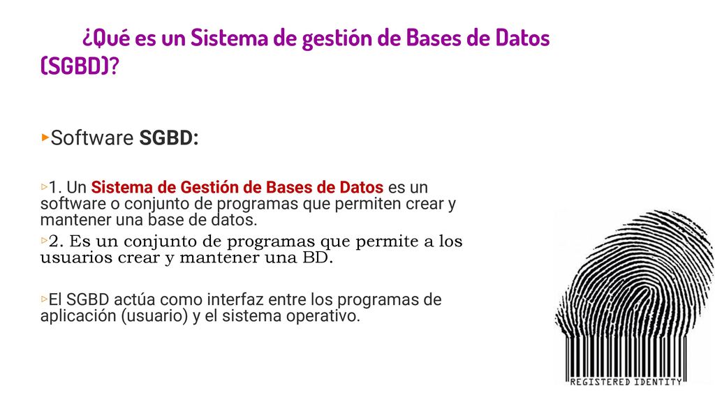 Com¿Qué es un Sistema de gestión de Bases de Datos (SGBD) ponentes: