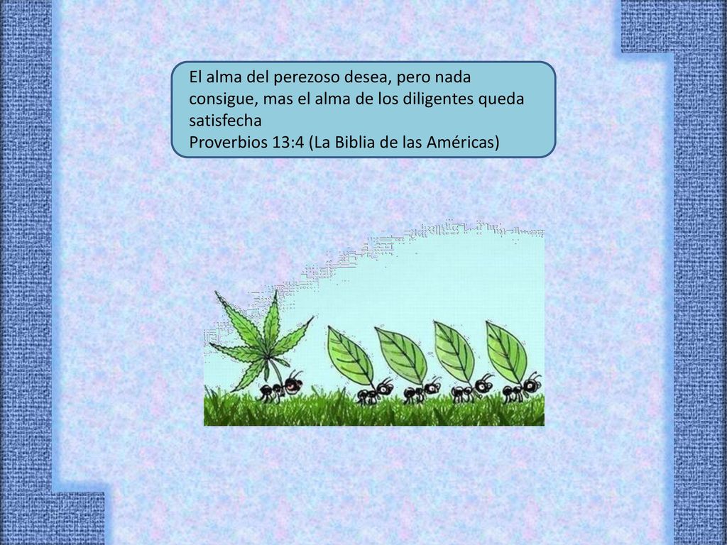 El alma del perezoso desea, pero nada consigue, mas el alma de los diligentes queda satisfecha Proverbios 13:4 (La Biblia de las Américas)