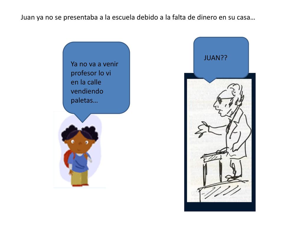 Juan ya no se presentaba a la escuela debido a la falta de dinero en su casa…