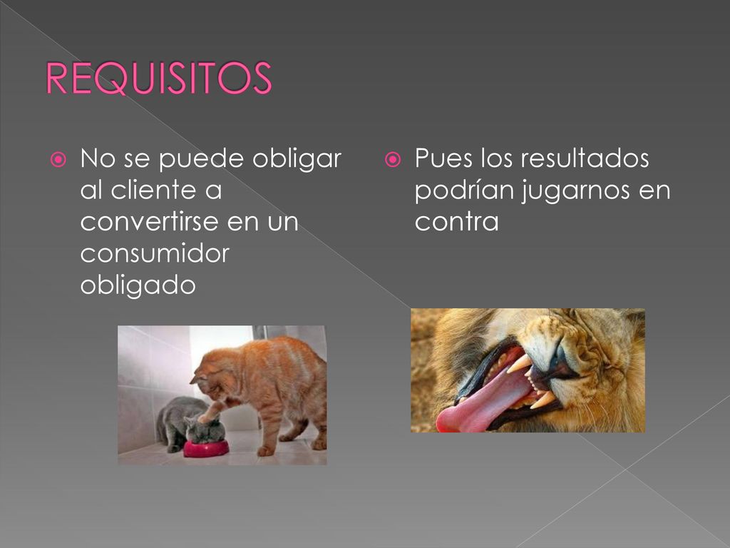 REQUISITOS No se puede obligar al cliente a convertirse en un consumidor obligado.