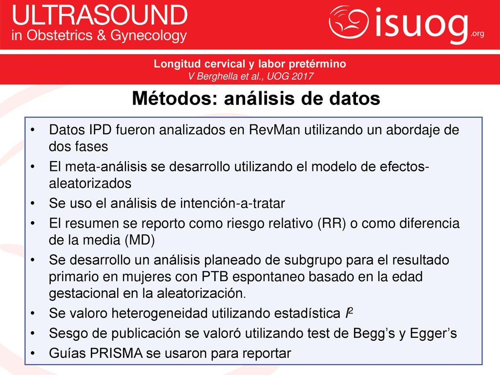 Longitud cervical y labor pretérmino Métodos: análisis de datos