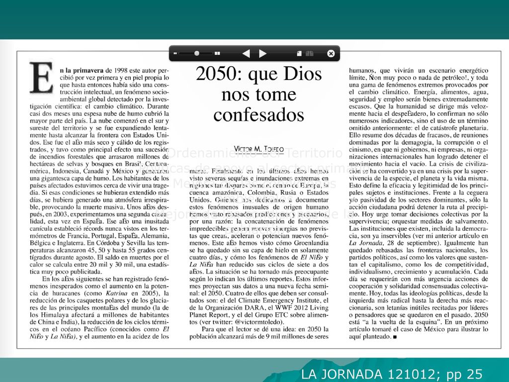 Ordenamiento del Territorio Políticas de apoyo al sector primario