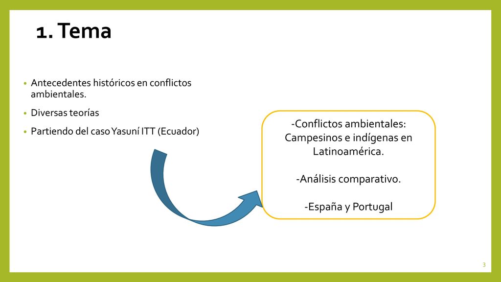 1. Tema Antecedentes históricos en conflictos ambientales. Diversas teorías. Partiendo del caso Yasuní ITT (Ecuador)