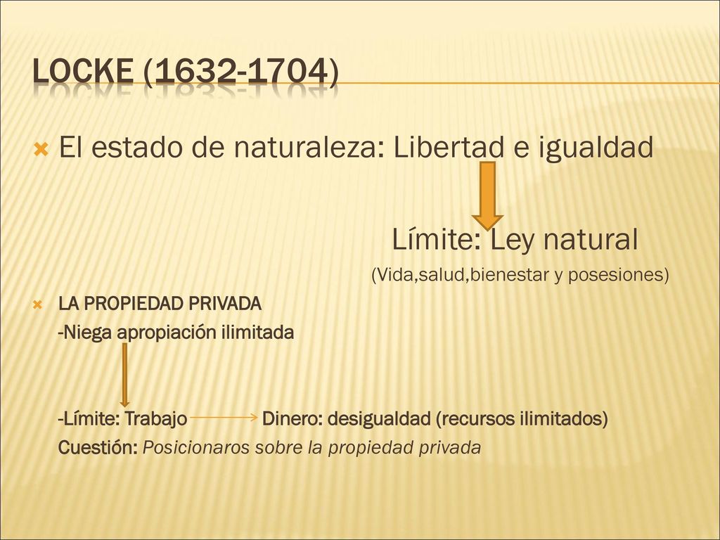LOCKE ( ) El estado de naturaleza: Libertad e igualdad