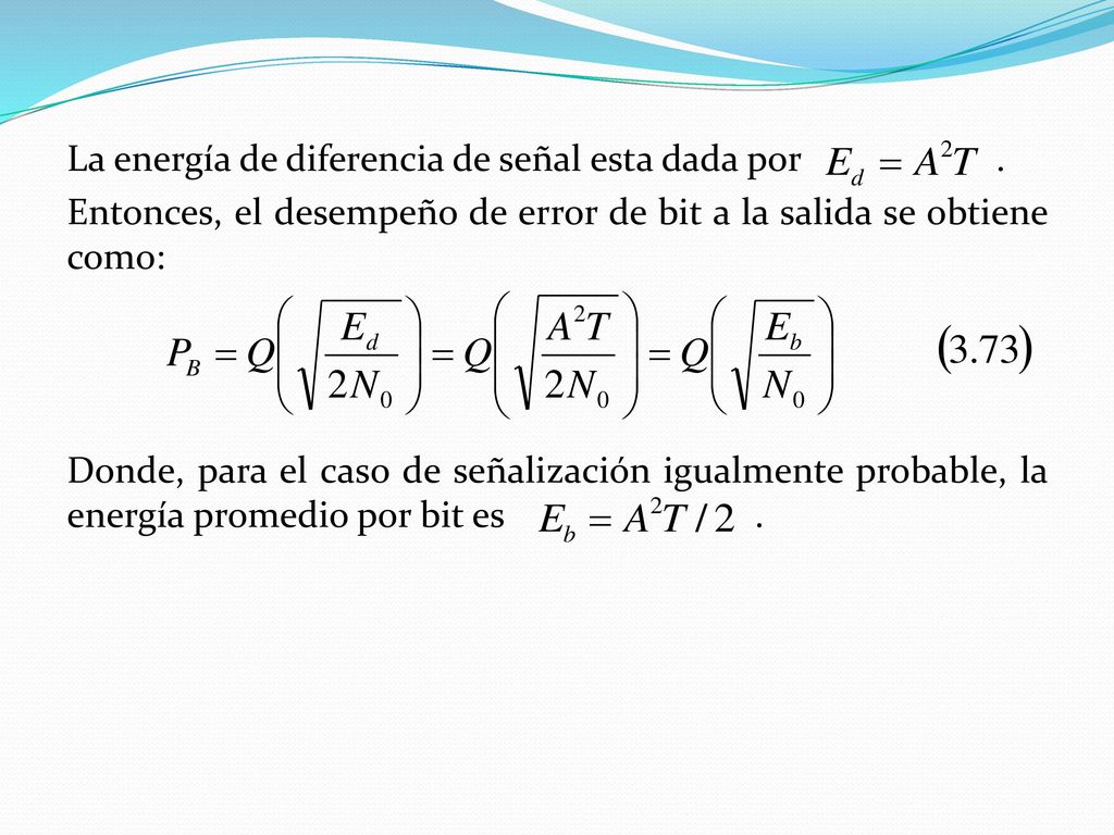La energía de diferencia de señal esta dada por