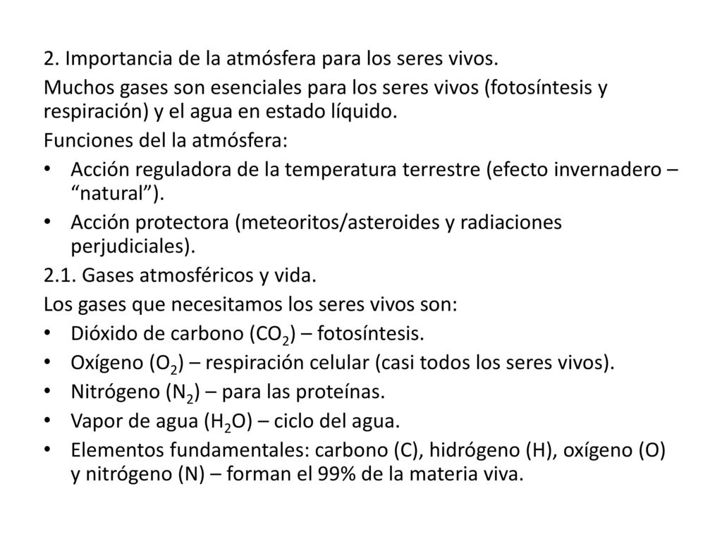 2. Importancia de la atmósfera para los seres vivos.