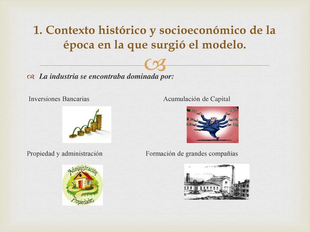 1. Contexto histórico y socioeconómico de la época en la que surgió el modelo.