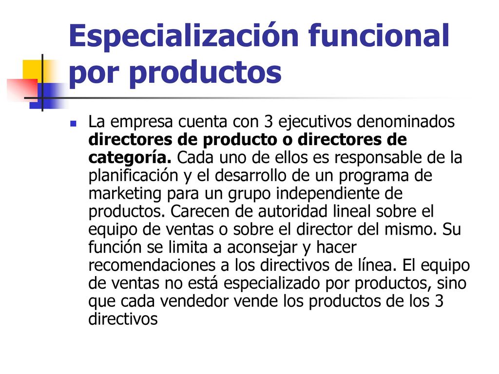 Especialización funcional por productos