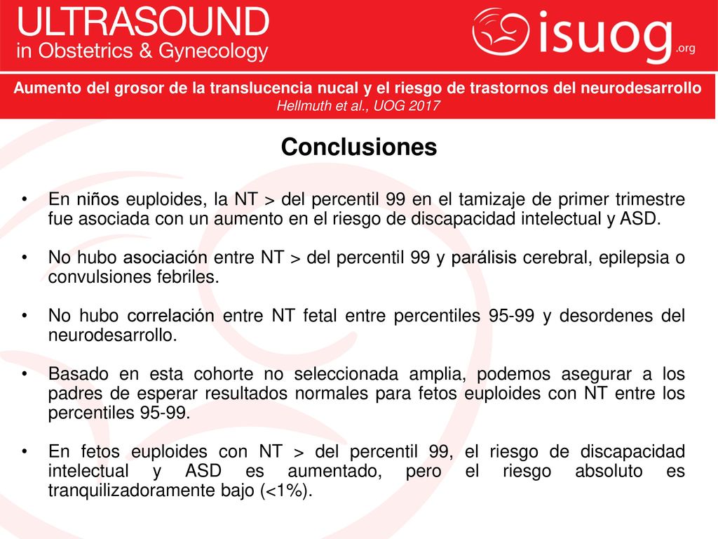 Aumento del grosor de la translucencia nucal y el riesgo de trastornos del neurodesarrollo