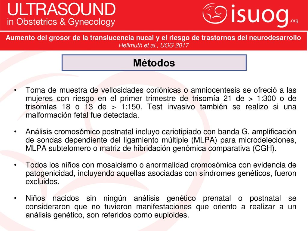 Aumento del grosor de la translucencia nucal y el riesgo de trastornos del neurodesarrollo