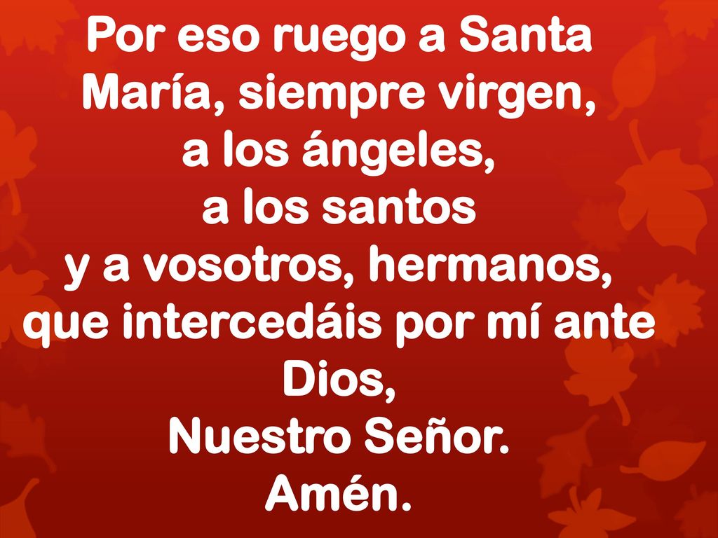 Por eso ruego a Santa María, siempre virgen, a los ángeles,