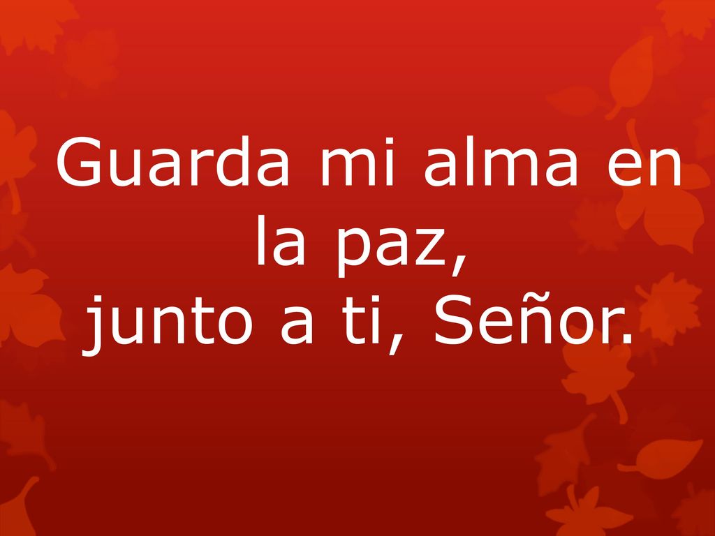 Guarda mi alma en la paz, junto a ti, Señor.