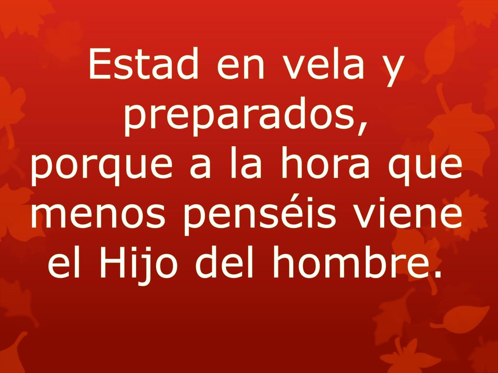 Estad en vela y preparados, porque a la hora que menos penséis viene el Hijo del hombre.