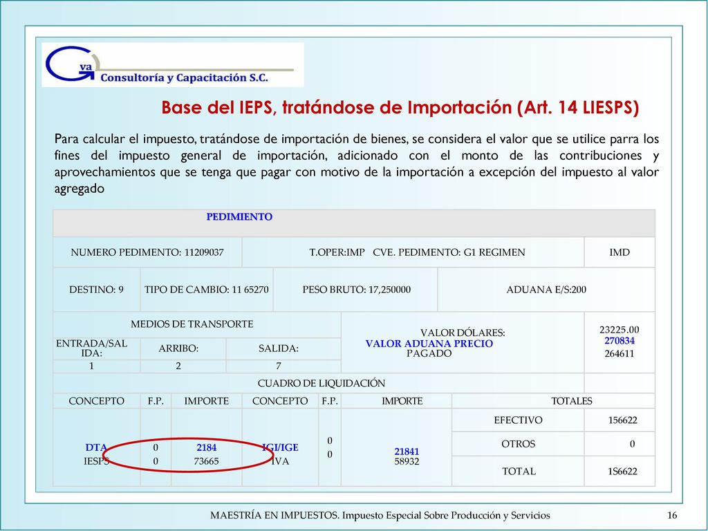 Base del IEPS, tratándose de Importación (Art. 14 LIESPS)