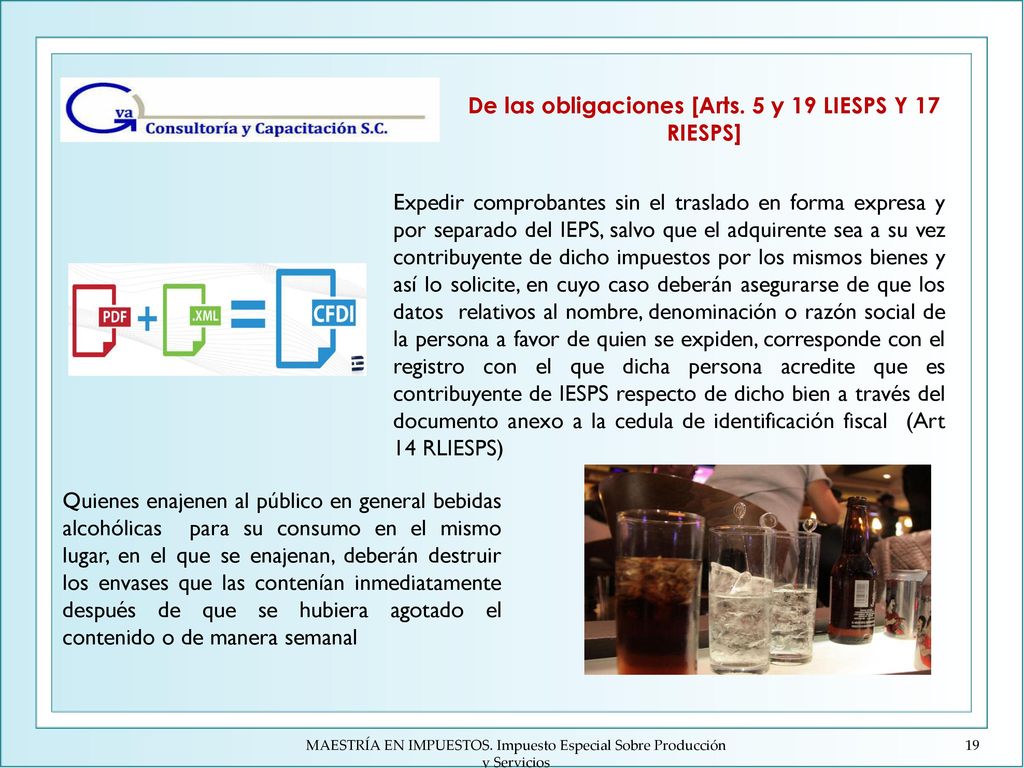 De las obligaciones [Arts. 5 y 19 LIESPS Y 17 RIESPS]