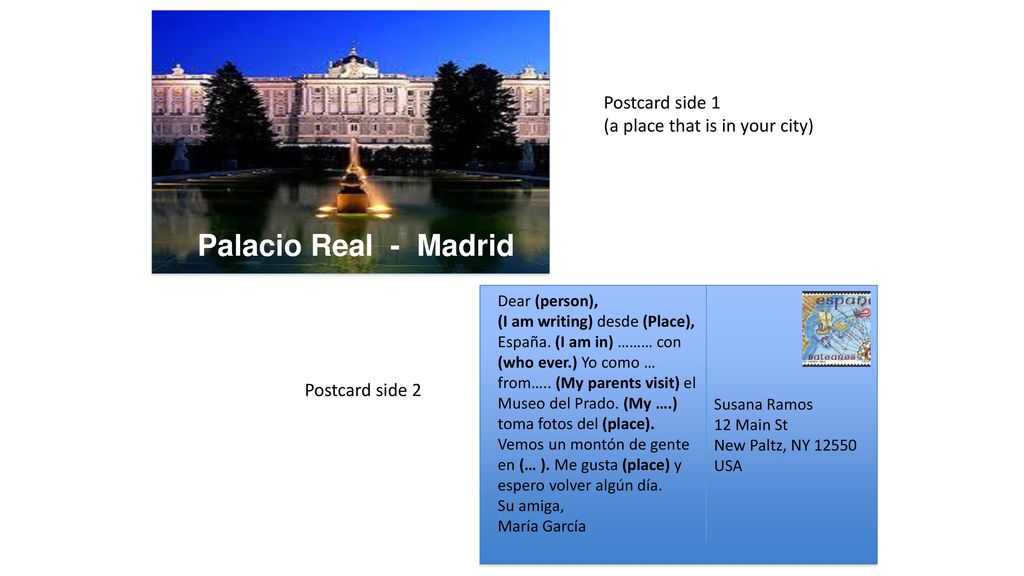 Palacio Real - Madrid Postcard side 1 (a place that is in your city)