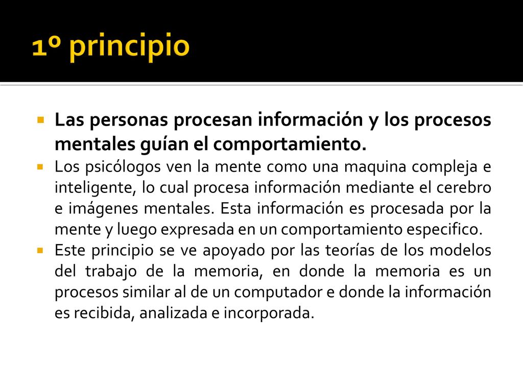 1º principio Las personas procesan información y los procesos mentales guían el comportamiento.
