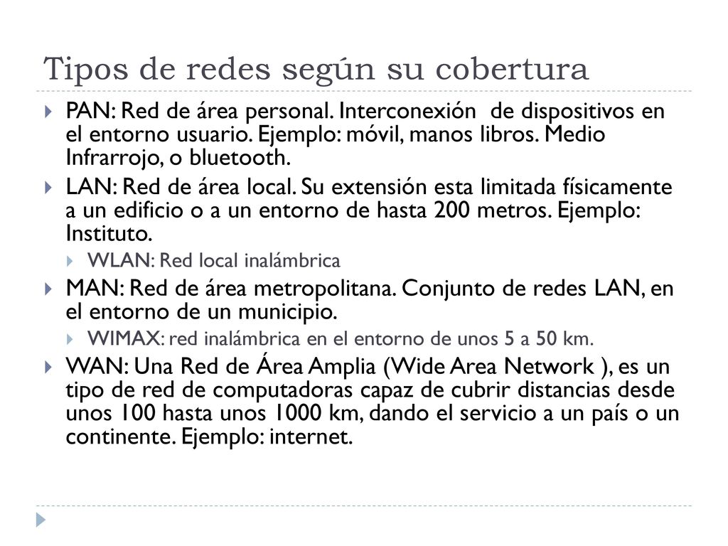 Tipos de redes según su cobertura