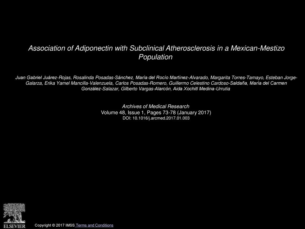 Association of Adiponectin with Subclinical Atherosclerosis in a Mexican-Mestizo Population
