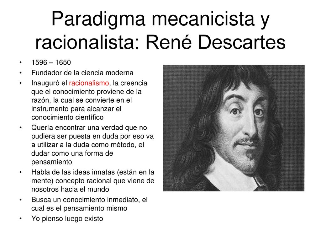 Paradigma mecanicista y racionalista: René Descartes