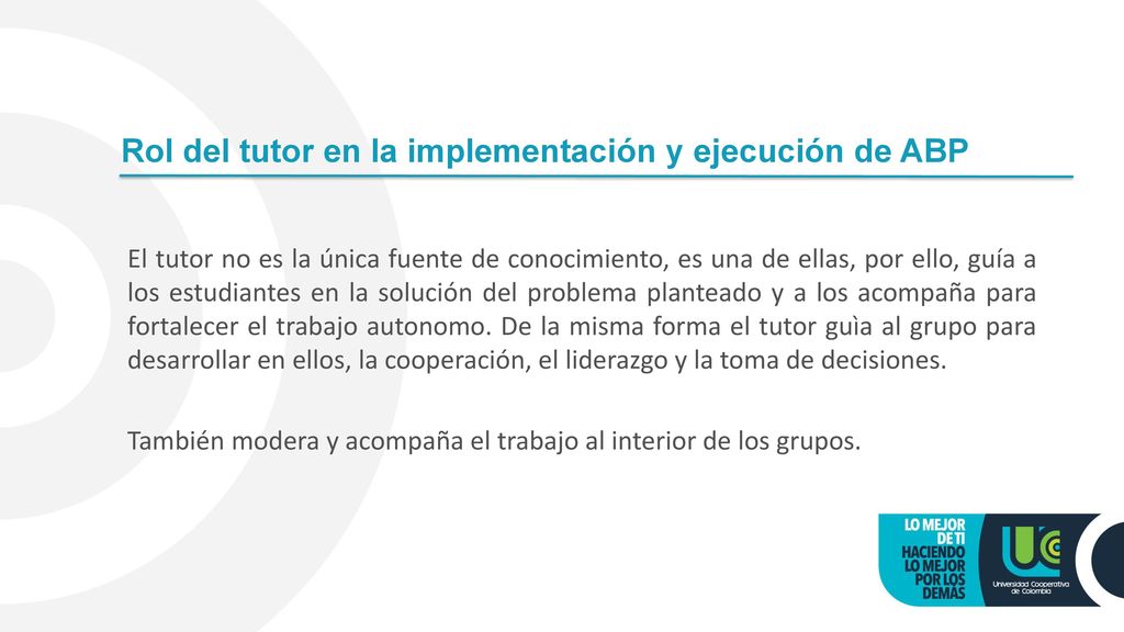Rol del tutor en la implementación y ejecución de ABP