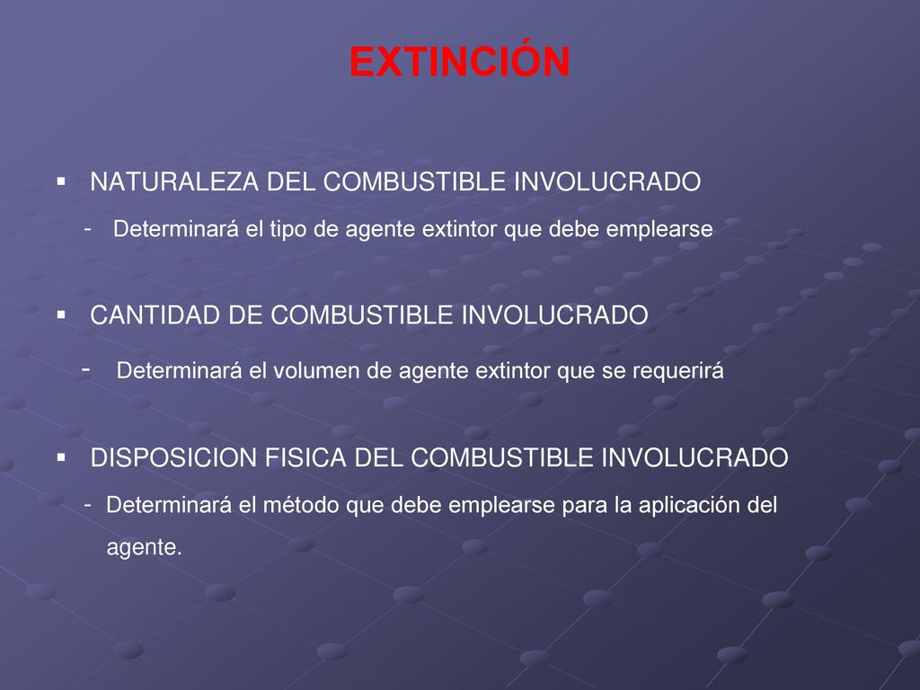 EXTINCIÓN - Determinará el volumen de agente extintor que se requerirá