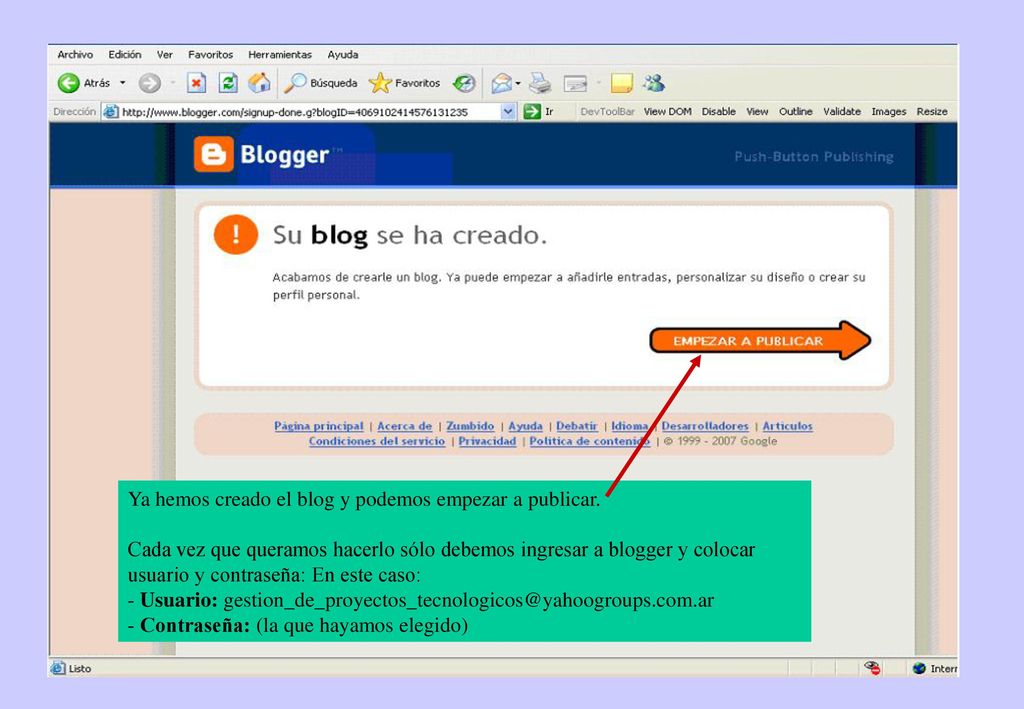 Ya hemos creado el blog y podemos empezar a publicar