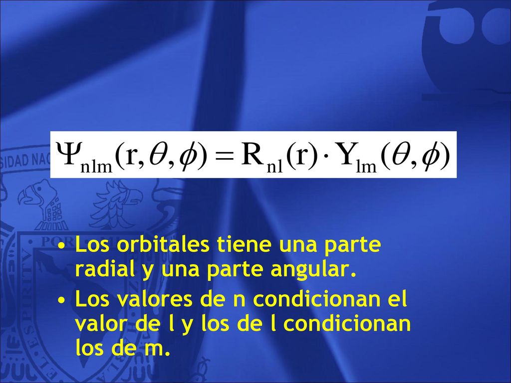 Los orbitales tiene una parte radial y una parte angular.