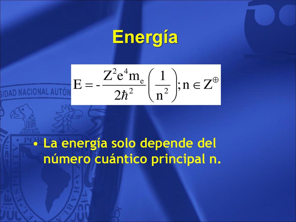 Energía La energía solo depende del número cuántico principal n. 44